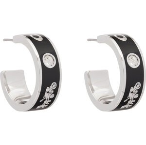 Naušnice Coach Enamel Horse & Carriage Hoop Earrings 37479036RHO003 Černá