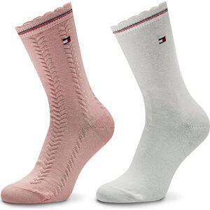 Sada 2 párů dětských vysokých ponožek Tommy Hilfiger 701229871 Růžová