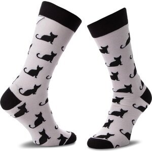 Klasické ponožky Unisex Cup of Sox Jasno Szare Skarpety W Czarne Koty B Šedá