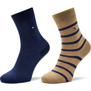 Sada 2 párů dětských vysokých ponožek Tommy Hilfiger 701229939 Modrá