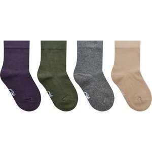 Sada 4 párů dětských vysokých ponožek United Colors Of Benetton 6GRD07028 Barevná