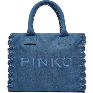 Kabelka Pinko Beach Shopping PE 24 PLTT 100782 A1WT Tmavomodrá