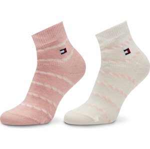 Sada 2 párů dětských vysokých ponožek Tommy Hilfiger 701229883 Růžová