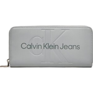 Velká dámská peněženka Calvin Klein Jeans Sculpted Zip Around Mono K60K607634 Šedá