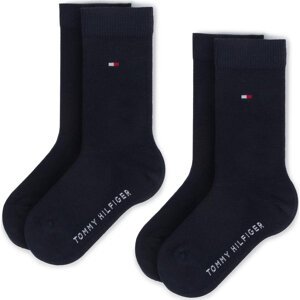 Sada 2 párů dětských vysokých ponožek Tommy Hilfiger 391334 Tmavomodrá