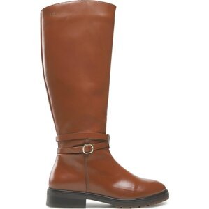 Kozačky ve vojenském stylu Tommy Hilfiger Leather Belt Longboot FW0FW06758 Hnědá