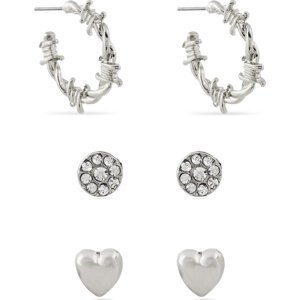 Set 3 párů náušnic ONLY Onlcoraline 15328096 Stříbrná