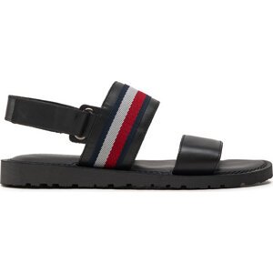 Sandály Tommy Hilfiger Core Hilfiger Lth Strappy Sandal FM0FM05009 Černá