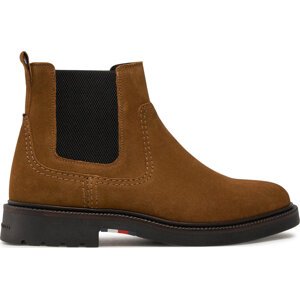 Kotníková obuv s elastickým prvkem Tommy Hilfiger Light Hilfiger Suede Chelsea FM0FM05104 Hnědá