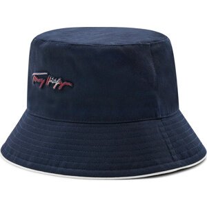 Klobouk Tommy Hilfiger Bucket Iconic Signature AW0AW11671 Tmavomodrá