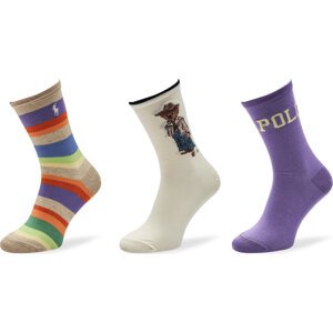 Sada 3 párů dámských vysokých ponožek Polo Ralph Lauren 455955248001 Barevná