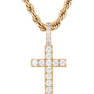 Přívěšek ICED STUFF Micro Diamond Cross Zlatá
