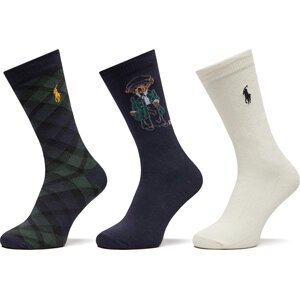 Sada 3 párů dětských vysokých ponožek Polo Ralph Lauren 448958814001 Barevná