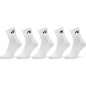 Sada 5 párů vysokých ponožek unisex 4F 4FJWMM00USOCU295 Bílá