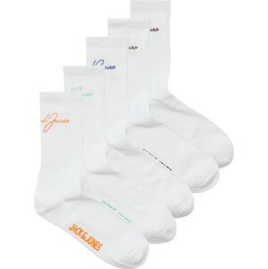 Sada 5 párů dětských vysokých ponožek Jack&Jones Junior Lukas 12259504 Bílá