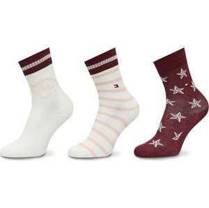 Sada 3 párů dámských vysokých ponožek Tommy Hilfiger 701229875 Růžová