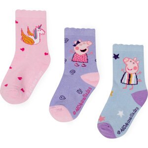 Sada 3 párů dětských vysokých ponožek Peppa Pig ACCS-SS24-234PP Růžová