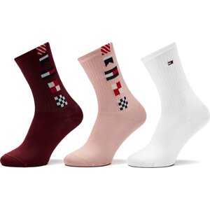 Sada 3 párů dětských vysokých ponožek Tommy Hilfiger 701229870 Růžová
