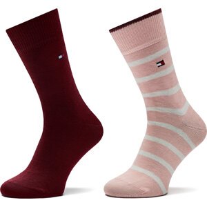 Sada 2 párů dětských vysokých ponožek Tommy Hilfiger 701229939 Růžová