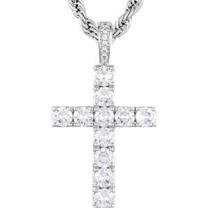 Přívěšek ICED STUFF Diamond Cross Bílé zlato