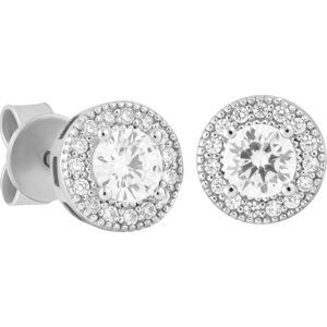 Naušnice ICED STUFF Diamond Stud Baguette Bílé zlato