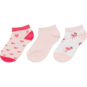 Sada 3 párů dětských nízkých ponožek Nelli Blu 7KB-001-SS24 (3-PACK) Růžová