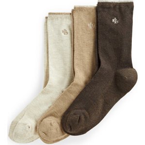 Sada 3 párů dámských vysokých ponožek LAUREN RALPH LAUREN 454825133003 Béžová