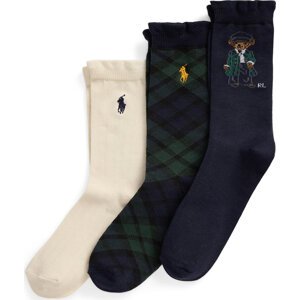 Sada 3 párů dětských vysokých ponožek Polo Ralph Lauren 447958814001 Barevná