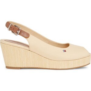 Espadrilky Tommy Hilfiger Iconic Elba Sling Back Wedge FW0FW04788 Béžová