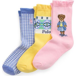 Sada 3 párů dětských vysokých ponožek Polo Ralph Lauren 447969099001 Barevná