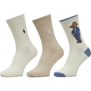Sada 3 párů dámských vysokých ponožek Polo Ralph Lauren 455972026001 Barevná