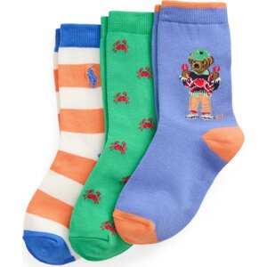 Sada 3 párů dětských vysokých ponožek Polo Ralph Lauren 443969087001 Barevná