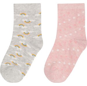 Sada 2 párů dětských vysokých ponožek Nelli Blu 7KB-002-AW23 (2-pack) Růžová