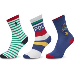 Sada 3 párů dětských vysokých ponožek Polo Ralph Lauren 444969088001 Barevná