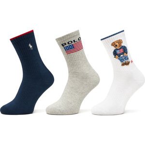 Sada 3 párů dámských vysokých ponožek Polo Ralph Lauren 455968680001 Barevná