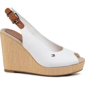 Espadrilky Tommy Hilfiger Iconic Elena Sling Back Wedge FW0FW04789 Écru