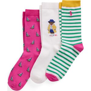 Sada 3 párů dětských vysokých ponožek Polo Ralph Lauren 448969097001 Barevná