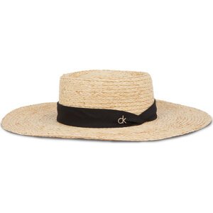 Klobouk Calvin Klein Ck Metal Linen Band Straw Hat K60K612915 Béžová