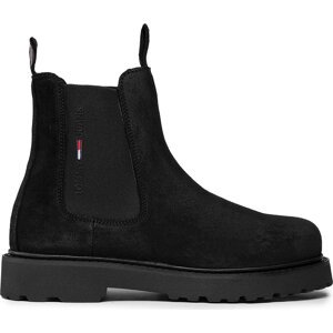 Kotníková obuv s elastickým prvkem Tommy Jeans Suede Chelsea Boot EM0EM00829 Černá