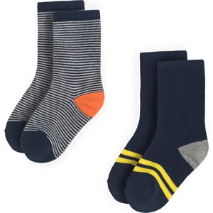 Sada 2 párů dětských vysokých ponožek Action Boy 8KB-004-AW23 (2-pack) Tmavomodrá