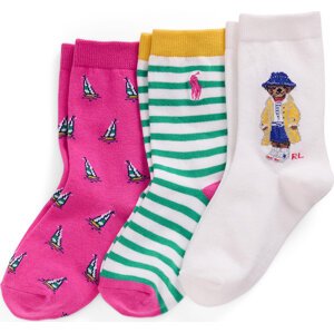 Sada 3 párů dětských vysokých ponožek Polo Ralph Lauren 4,47969E+11 Barevná