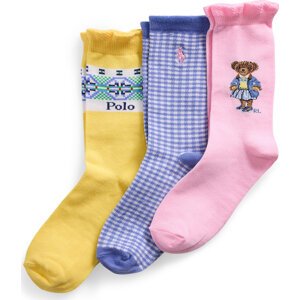Sada 3 párů dětských vysokých ponožek Polo Ralph Lauren 448969099001 Barevná