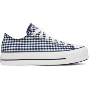 Plátěnky Converse Chuck Taylor All Star Lift Platform Gingham A13664C Tmavomodrá