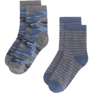 Sada 2 párů dětských vysokých ponožek Action Boy 8KB-003-AW23 (2-pack) Modrá