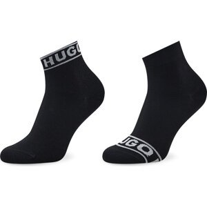 Sada 2 párů dámských vysokých ponožek Hugo Logo 50469291 Černá