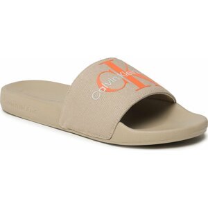 Nazouváky Calvin Klein Jeans Slide Monogram Co YM0YM00061 Travertine/Shocking Orange ACC