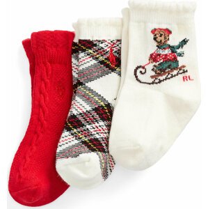 Sada 3 párů dětských vysokých ponožek Polo Ralph Lauren 445896758001 Barevná