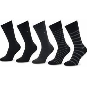 Sada 5 párů pánských vysokých ponožek Tommy Hilfiger 701220145 Black 002