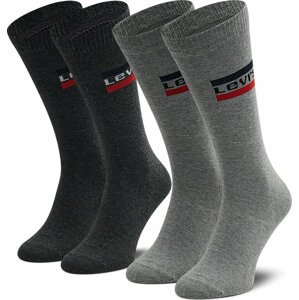 Sada 2 párů vysokých ponožek unisex Levi's® 37157-0554 Middle Grey Melange/Anthracite