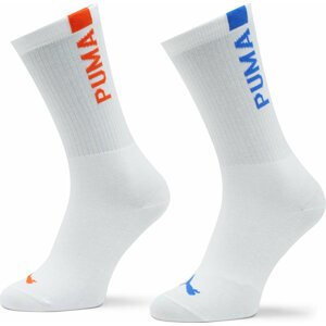 Sada 2 párů dámských vysokých ponožek Puma Women Slouch Sock 2P 938005 White / Blue / Red 04